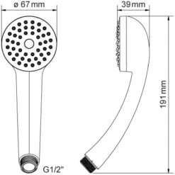 AquaSu Basic Handbrause 600 Mit Regenstrahl 6,7 Cm X 19,1 Cm X 3,9 Cm Chrom -Badezimmerbedarf Geschäft 119656 3711 VM 04