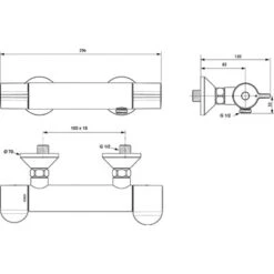 Ideal Standard Brausethermostat Ceraplus Safe Aufputz Ausladung 82 Mm Chrom -Badezimmerbedarf Geschäft 188704 3049 4