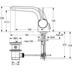 Ideal Standard Waschtischarmatur Melange Chrom -Badezimmerbedarf Geschäft 188764 3049 5