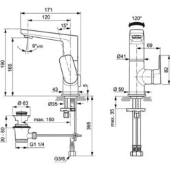 Ideal Standard Waschtischarmatur Tonic II Hoher Auslauf Chrom -Badezimmerbedarf Geschäft 188787 3049 4