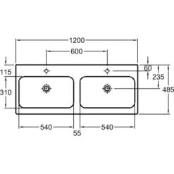 Geberit Doppelwaschbecken ICon 120 Cm Weiß -Badezimmerbedarf Geschäft 3445 print masszeichnung 5