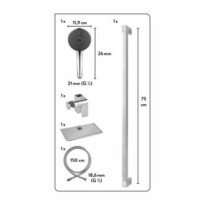 Baliv Duschbrause-Set DBS-70.70 Verchromt 4 Baliv Duschbrause-Set DBS-70.70 Verchromt – Bild 2