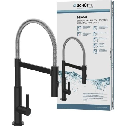 Schütte Spiralfeder-Spültischarmatur Miami Chrom-Schwarz-Matt 3 Schütte Spiralfeder-Spültischarmatur Miami Chrom-Schwarz-Matt