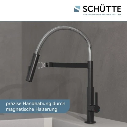 Schütte Spiralfeder-Spültischarmatur Miami Chrom-Schwarz-Matt 6 Schütte Spiralfeder-Spültischarmatur Miami Chrom-Schwarz-Matt – Bild 4