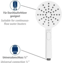 Wenko Duschkopf Design Kunststoff (ABS) 12 X 12 Cm Weiß -Badezimmerbedarf Geschäft 4008838254141 1068 AI 03