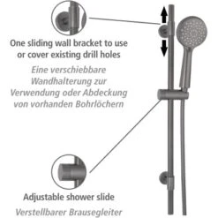 Wenko Brauseset Young 66 Cm Gunmetal Grey -Badezimmerbedarf Geschäft 4008838401880 1068 AI 01