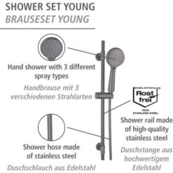 Wenko Brauseset Young 66 Cm Gunmetal Grey -Badezimmerbedarf Geschäft 4008838401880 1068 AI 02