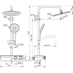 Ideal Standard Duschsystem Ceratherm S200 Mit Ablage Und Runder Handbrause Chrom -Badezimmerbedarf Geschäft 4015413350815 3049 VM 09