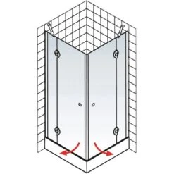 Schulte Eckeinstieg 4-tlg. Toura Pendelbar Schwarz 200 X 90 X 90 Cm Klar Hell -Badezimmerbedarf Geschäft 4060991070129 2053 6