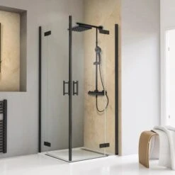 Schulte Eckeinstieg 4-tlg. Toura Pendelbar Schwarz 200 X 100 X 100 Cm Klar Hell