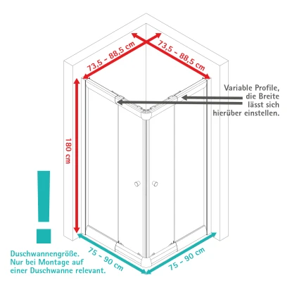 Schulte Eckeinstieg Mit Schiebetüren Sunny 180 Cm X 75-90 Cm Schwarz Klarglas 9 Schulte Eckeinstieg Mit Schiebetüren Sunny 180 Cm X 75-90 Cm Schwarz Klarglas - Image 7