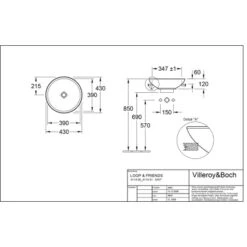 Villeroy & Boch Friends Halbeinbau-Waschbecken 43cm StarWhite M. ÜL CPlus -Badezimmerbedarf Geschäft 4123 vbtz 411400 411401 5 1