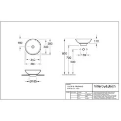 Villeroy & Boch Loop & Friends Aufsatzwaschbecken 38 Cm Alpinweiß Mit Überlauf -Badezimmerbedarf Geschäft 4123 vbtz 514800 514801 5
