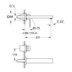 Grohe 2-Loch-Waschtischbatterie Eurocube Chrom -Badezimmerbedarf Geschäft 518316 4520 1773157