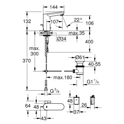 Grohe Infrarot-Elektronik Für Waschtisch Eurosmart CE Mit Mischung Batterie 4 Grohe Infrarot-Elektronik Für Waschtisch Eurosmart CE Mit Mischung Batterie – Bild 2