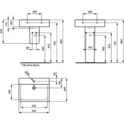 Ideal Standard Waschtisch Connect Cube 55 X 46 Cm 1 Hahnloch Mit Überlauf Weiß -Badezimmerbedarf Geschäft 539483 3049 6