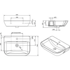 LeNado AquaSu Waschtisch Mit Überlauf Weiß -Badezimmerbedarf Geschäft 652640 3711 SZ SZ
