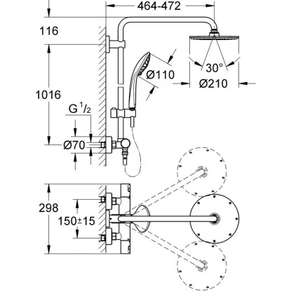 GroheDuschsystem Vitalio Joy 210 Mit Thermostat Für Die Wandmontage 4 GroheDuschsystem Vitalio Joy 210 Mit Thermostat Für Die Wandmontage – Bild 2