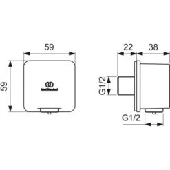 Ideal Standard Brauseschlauchanschluss Idealrain Atelier Silver Eckig Aufputz -Badezimmerbedarf Geschäft 887969 3049 4