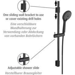 Wenko Brauseset Watersaving Schwarz -Badezimmerbedarf Geschäft 903253 1068 03