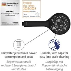 Wenko Brauseset Watersaving Schwarz -Badezimmerbedarf Geschäft 903253 1068 06