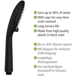 Wenko Brauseset Watersaving Schwarz -Badezimmerbedarf Geschäft 903253 1068 08