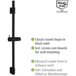 Wenko Duschstange Classic Schwarz 70 Cm -Badezimmerbedarf Geschäft 903263 1068 03