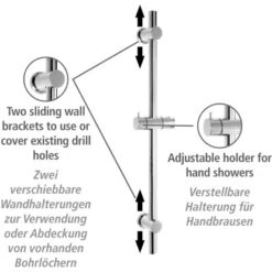 Wenko Power-Loc Duschstange Chrom Befestigen Ohne Bohren -Badezimmerbedarf Geschäft 903304 1068 03