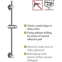 Wenko Duschstange Chrom Befestigen Ohne Bohren -Badezimmerbedarf Geschäft 903353 1068 03