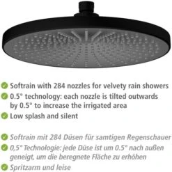 Wenko Regenduschkopf Ultimate Shower Schwarz/Grau Ø 25 Cm -Badezimmerbedarf Geschäft 903630 1068 04
