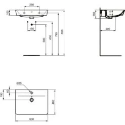Ideal Standard Waschtisch Connect Air 60x46 Cm 1 Hahnloch Mit Überlauf Schwarz 17 Ideal Standard Waschtisch Connect Air 60x46 Cm 1 Hahnloch Mit Überlauf Schwarz -Badezimmerbedarf Geschäft 9802745 3049 8