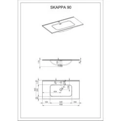 Maximus Waschbecken Skappa 90 Cm Keramik -Badezimmerbedarf Geschäft CHNISCHEZEICHNUG SKAPPA1 1