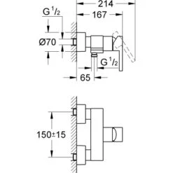 Grohe Einhand-Duscharmatur Lineare -Badezimmerbedarf Geschäft brausebatterie mazeichnung 1
