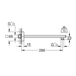 Grohe Brausearm Rainshower Eckig 286 Mm Chrom -Badezimmerbedarf Geschäft ower brausearm mazeichnung