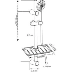 Eisl Stangenbrause-Set Rimini Chrom Mit Ablage -Badezimmerbedarf Geschäft sesetriminichrom Zeichnung
